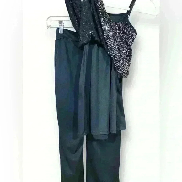 Art Class black silver sequin strappy dress Top Balera Petite Adult Jazz Pants - Picture 6 of 8